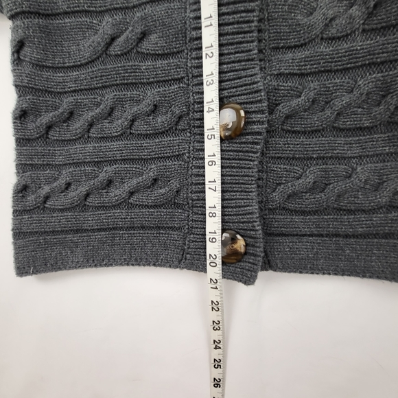 Talbots Women's Petite SP Gray Cable Knit Large Button Collard Cardigan Sweater - Picture 6 of 8